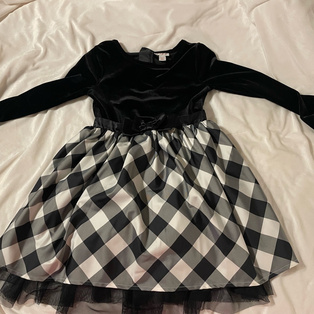 Cat & Jack Black and White Checkered Formal Dress